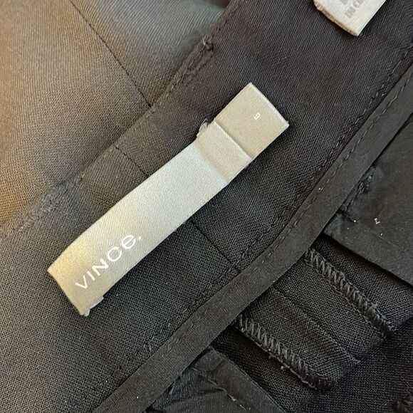 Vince. Wool Blend Trousers Black Flat Front 6 - Picture 7 of 8